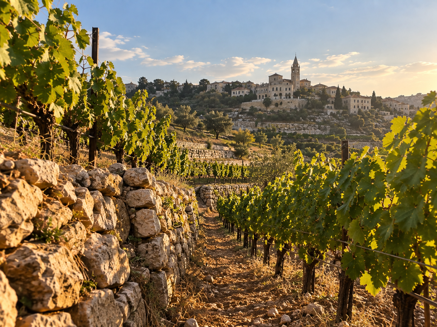 Taybeh village seen from the vines